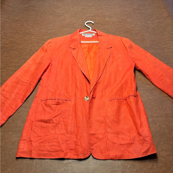 Orange linen women’s suit jacket - Picture 1 of 4